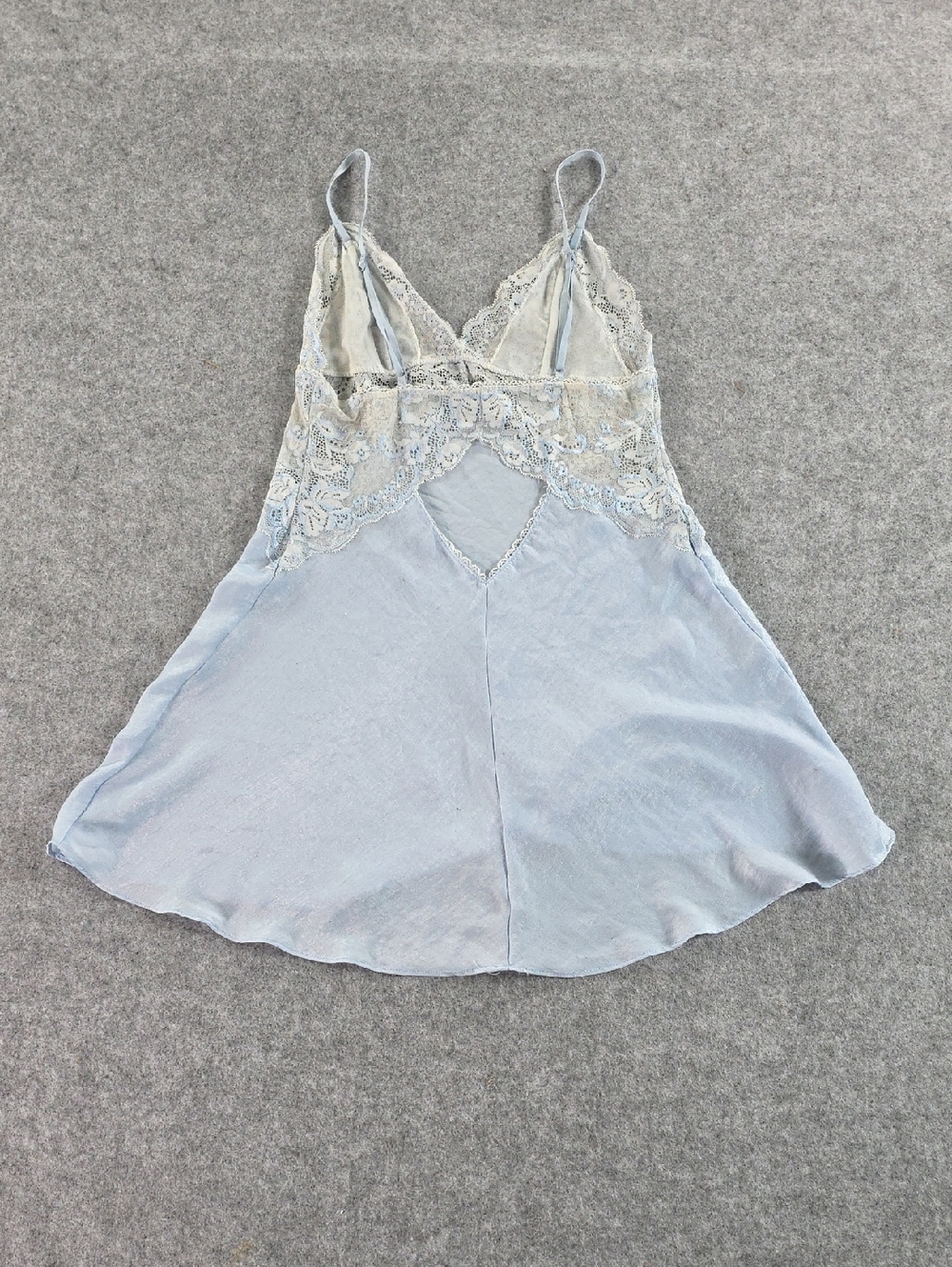 In Bloom by Jonquil Elegant Lace-Trim Slip Chemise in Light Blue S - Picture 4 of 4